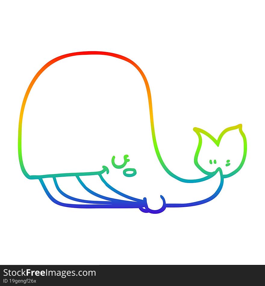 rainbow gradient line drawing cartoon whale