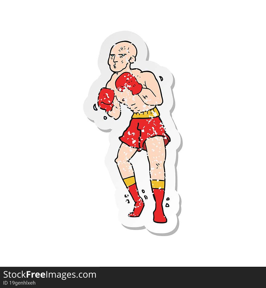 retro distressed sticker of a cartoon boxer