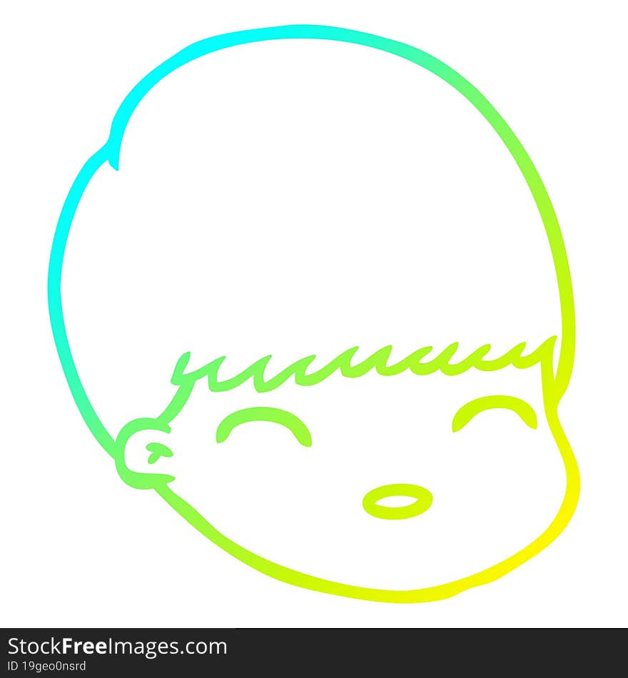 Cold Gradient Line Drawing Cartoon Male Face