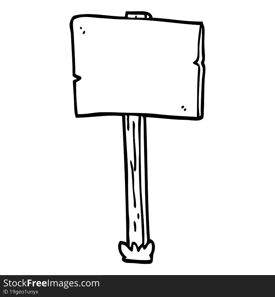 line drawing cartoon sign post