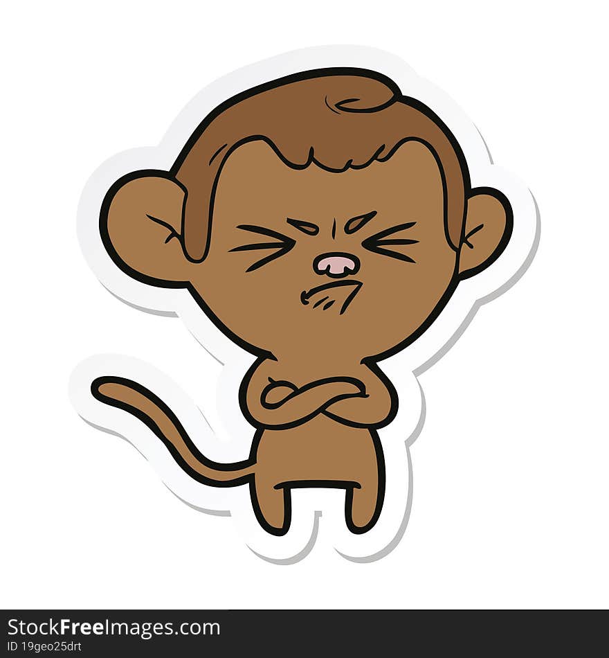 sticker of a cartoon annoyed monkey