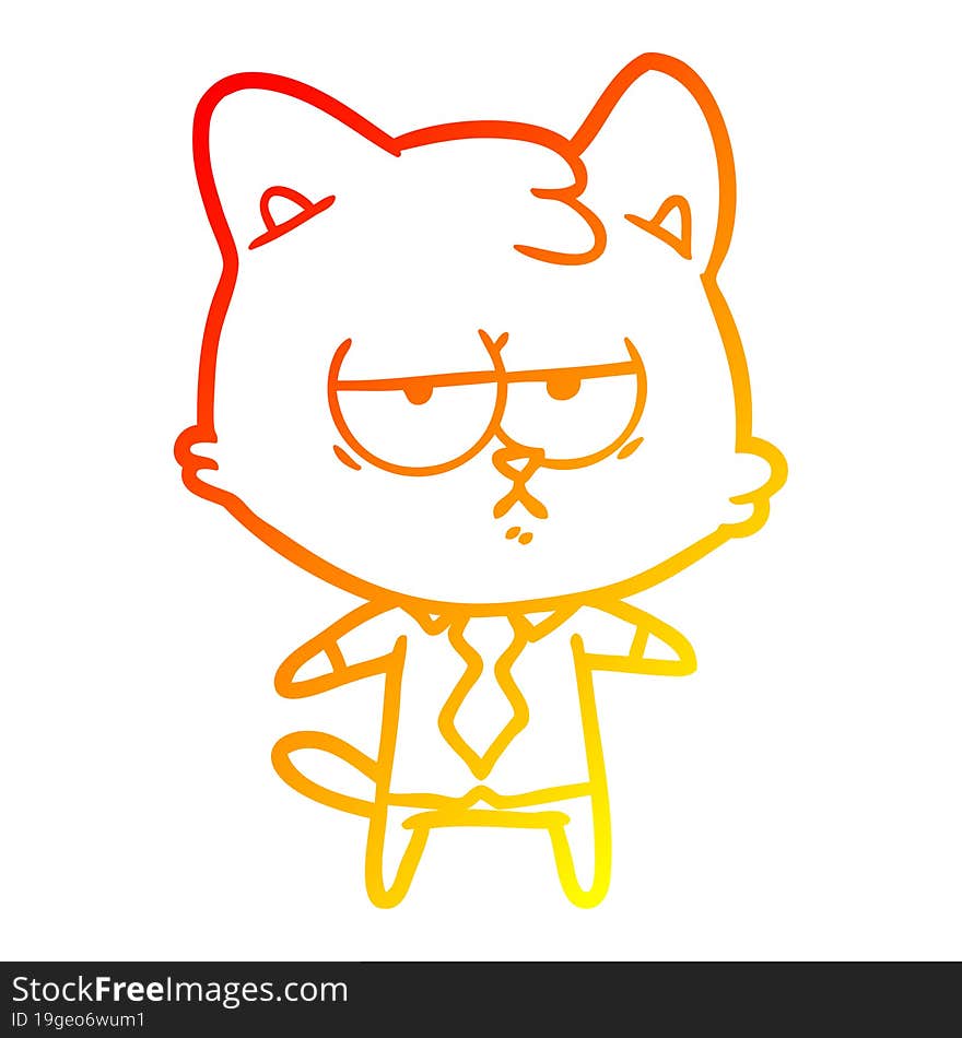 Warm Gradient Line Drawing Bored Cartoon Cat