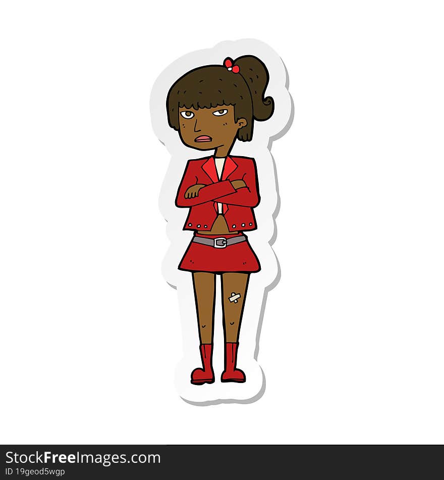 Sticker Of A Cartoon Cool Girl