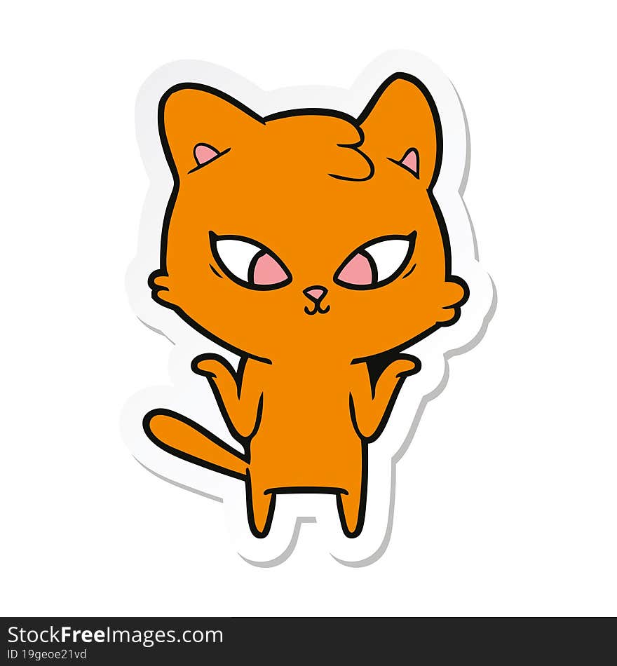 Sticker Of A Cute Cartoon Cat