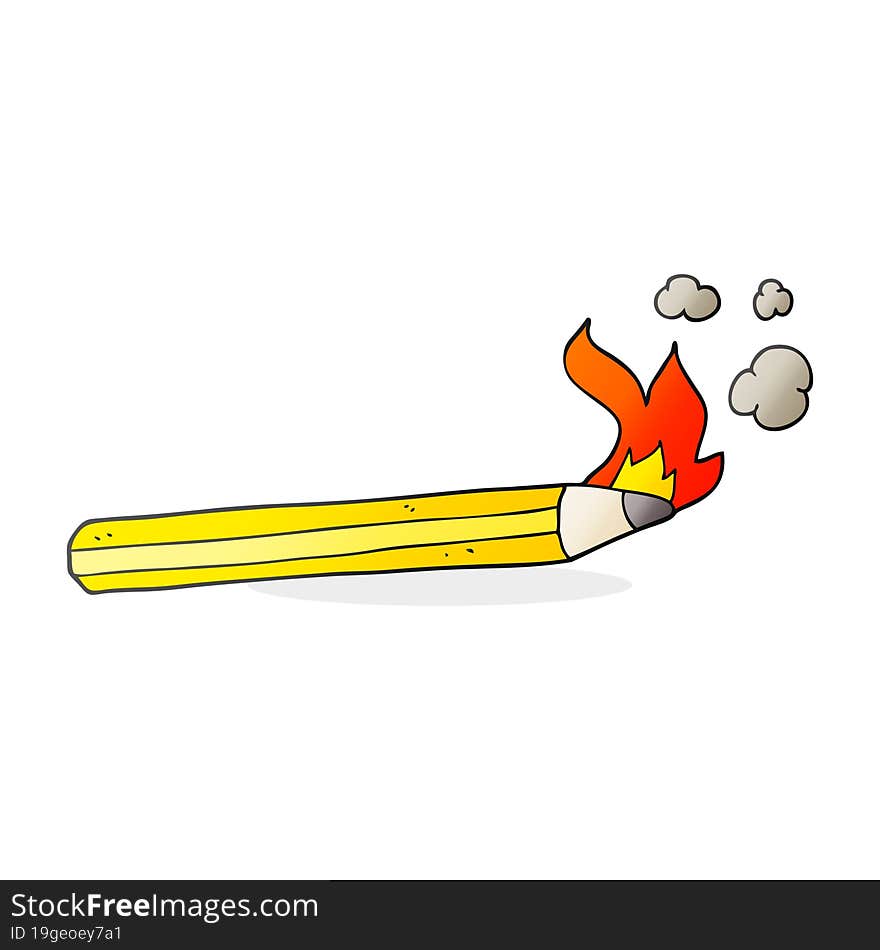 freehand drawn cartoon flaming pencil