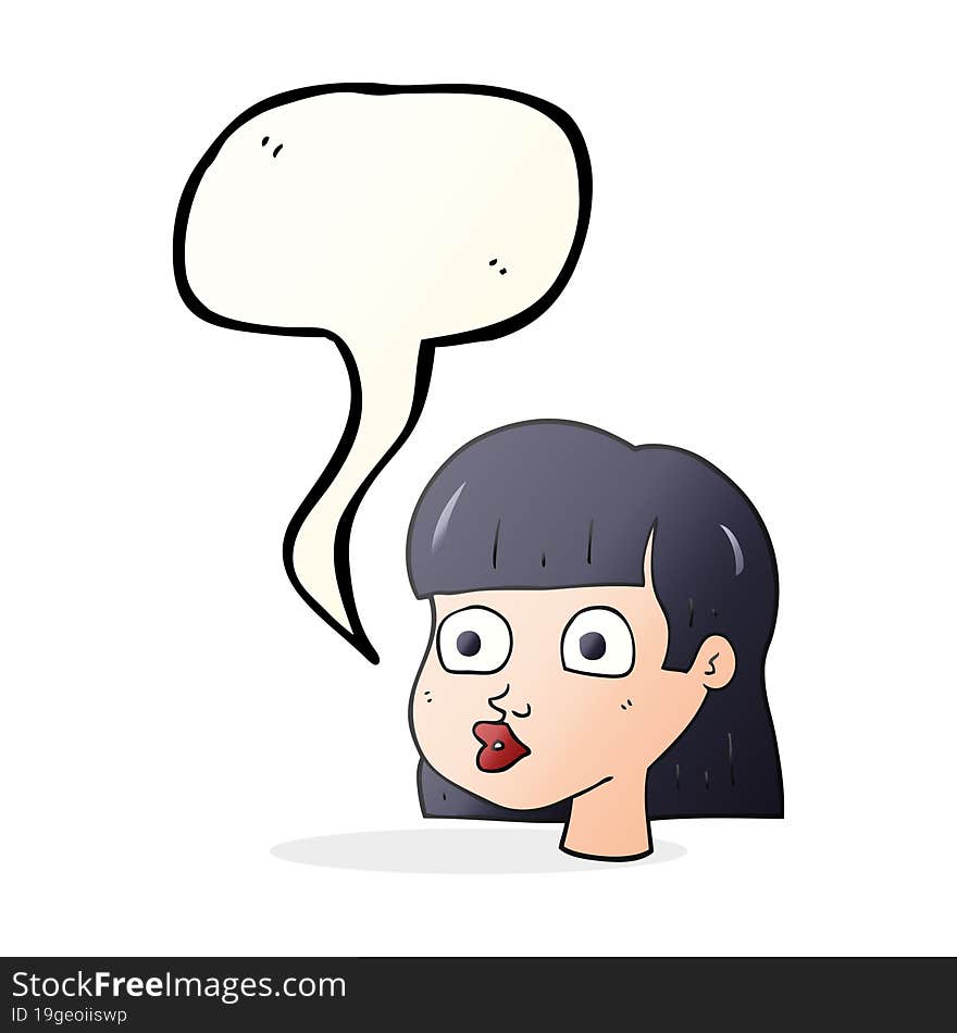 Speech Bubble Cartoon Female Face