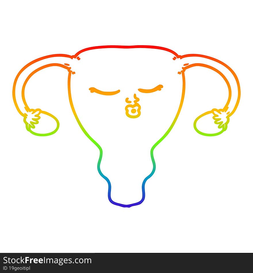 rainbow gradient line drawing cartoon uterus