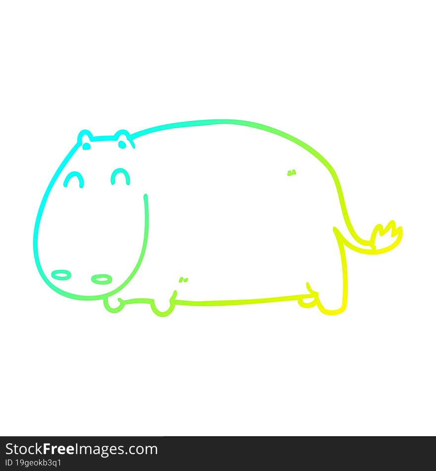 cold gradient line drawing cartoon hippo