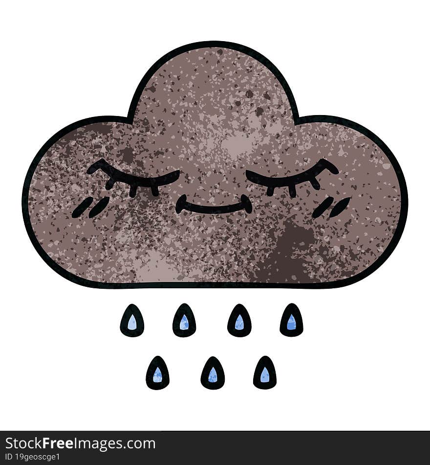 retro grunge texture cartoon storm rain cloud