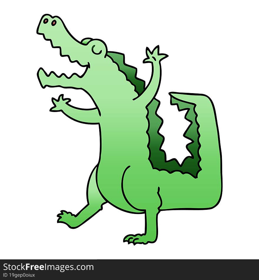 Quirky Gradient Shaded Cartoon Crocodile