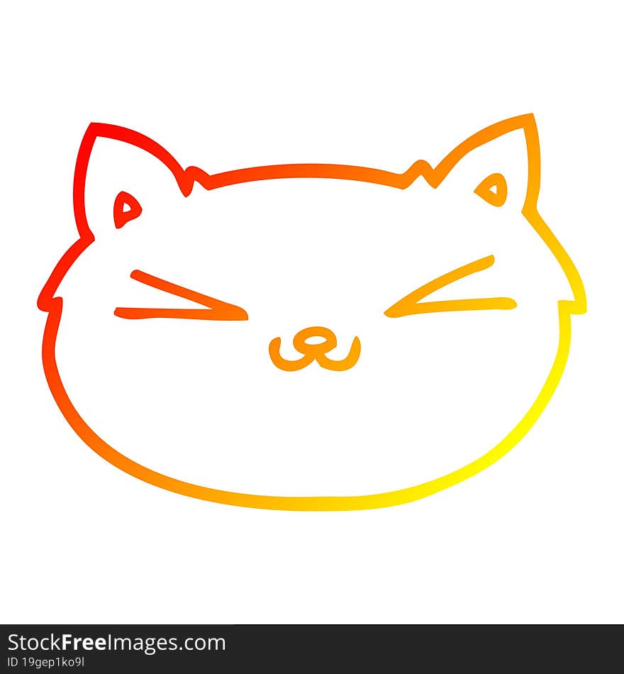 warm gradient line drawing of a happy cartoon cat