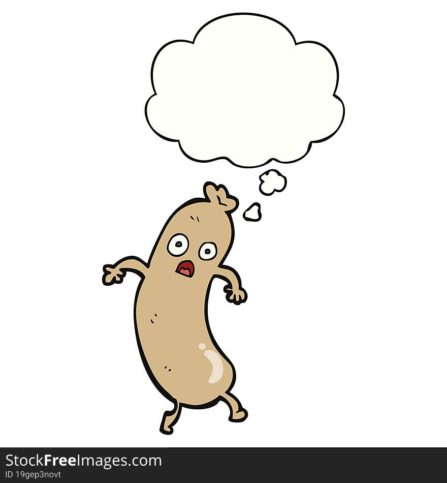 cartoon sausage with thought bubble. cartoon sausage with thought bubble