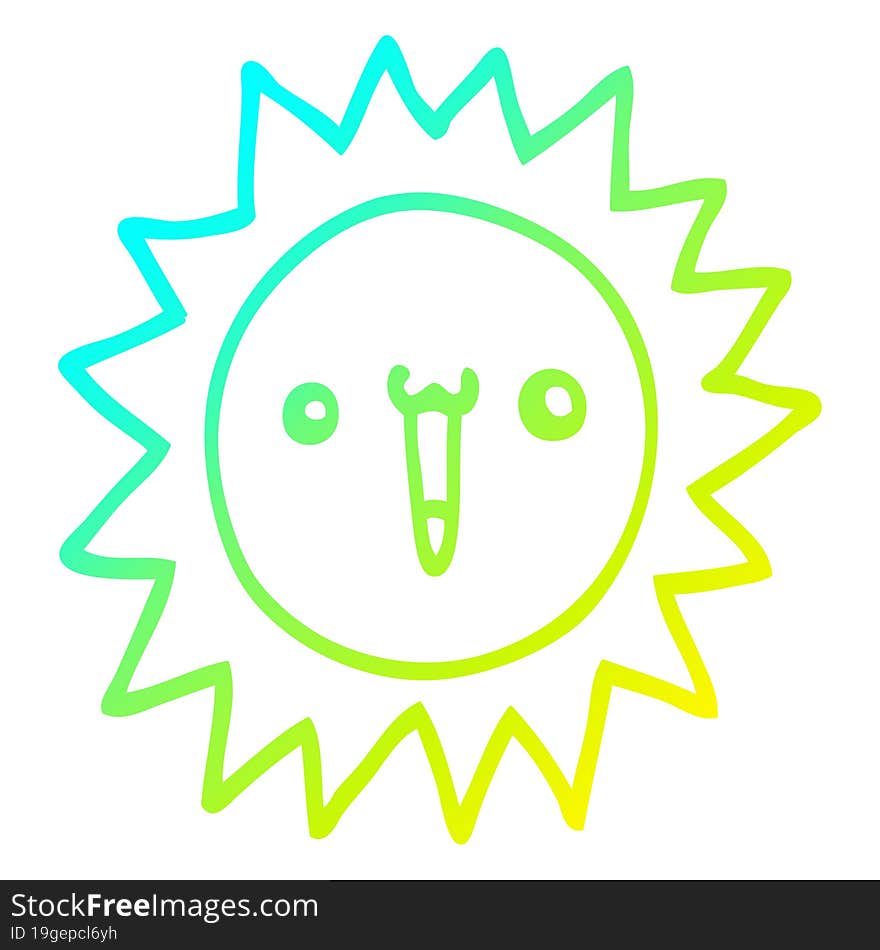 cold gradient line drawing cartoon sun