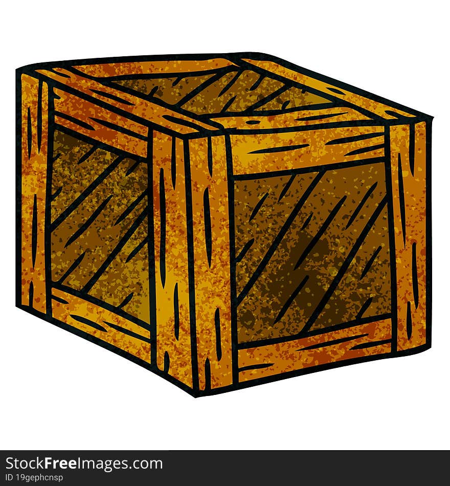 Textured Cartoon Doodle Of A Wooden Crate