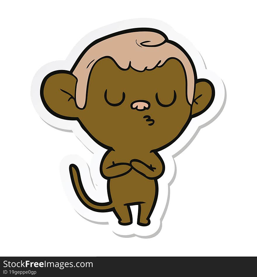 Sticker Of A Cartoon Monkey