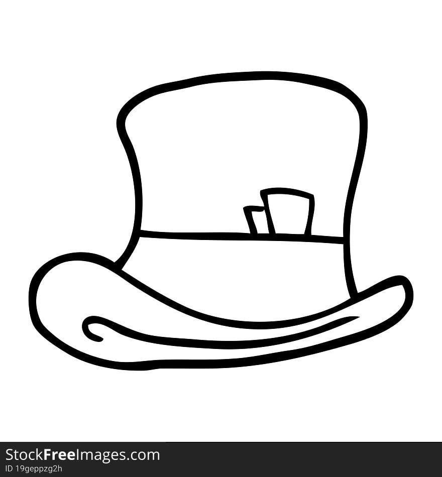 line drawing cartoon top hat