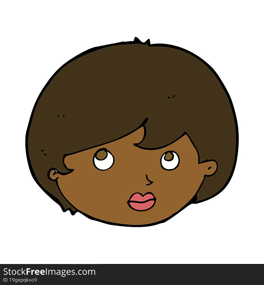 Cartoon Female Face Looking Upwards