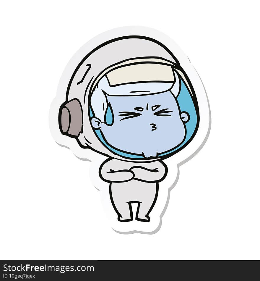 sticker of a cartoon stressed astronaut