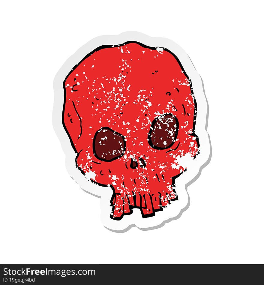 retro distressed sticker of a cartoon spooky skull