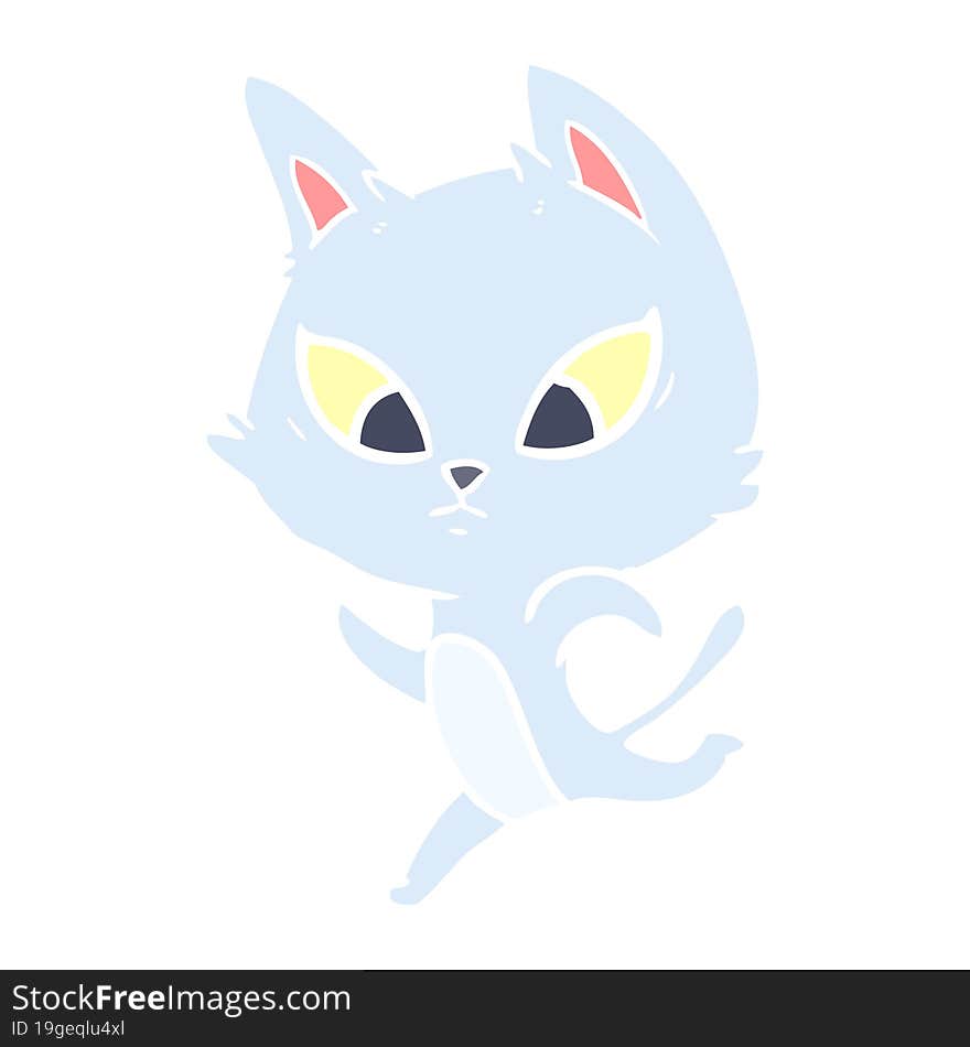 confused flat color style cartoon cat