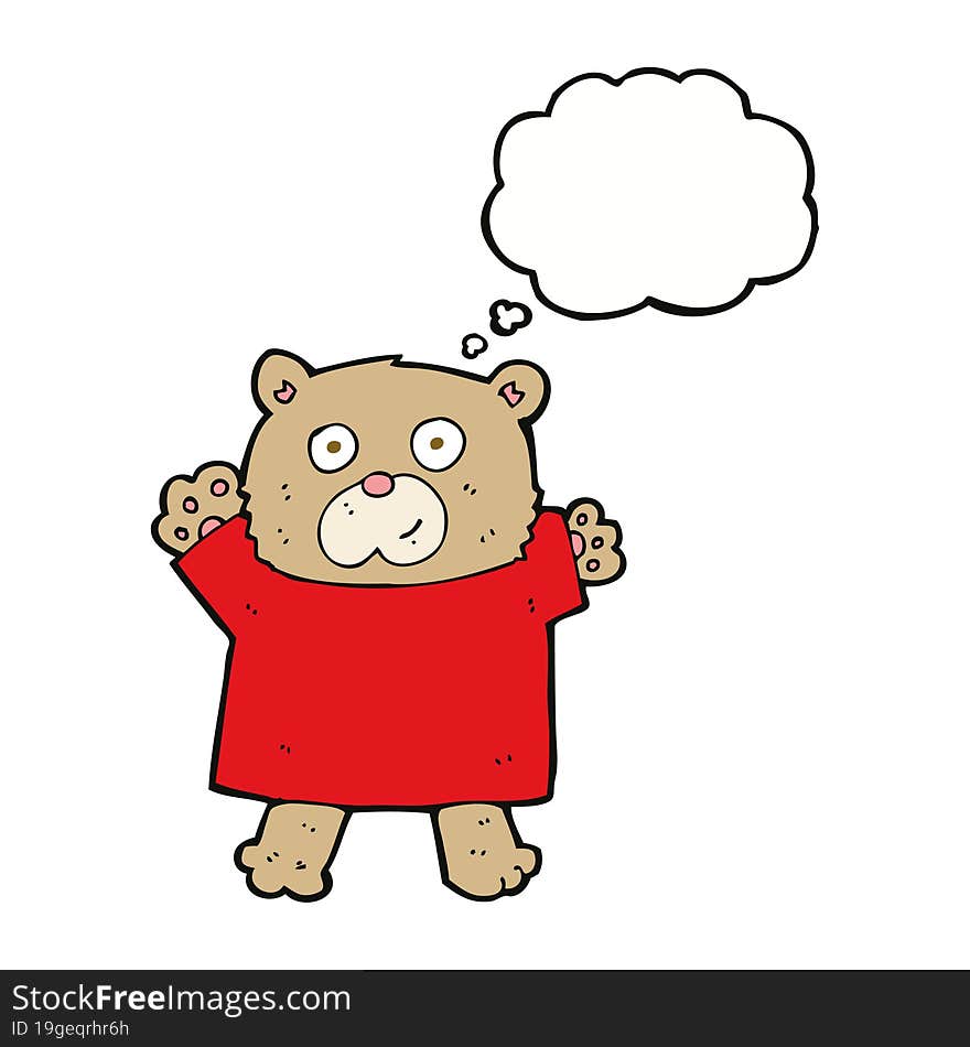 cartoon cute teddy bear with thought bubble