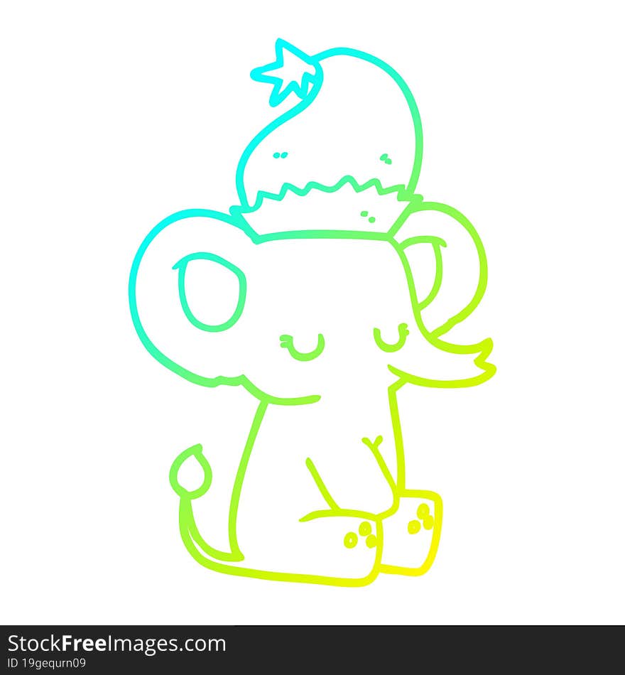 cold gradient line drawing cute christmas elephant