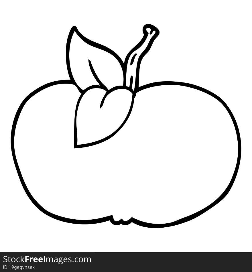 Line Drawing Cartoon Juicy Apple