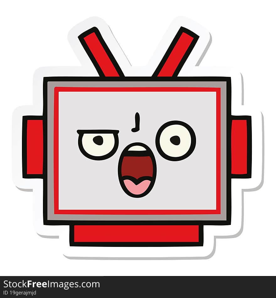 Sticker Of A Cute Cartoon Robot Head