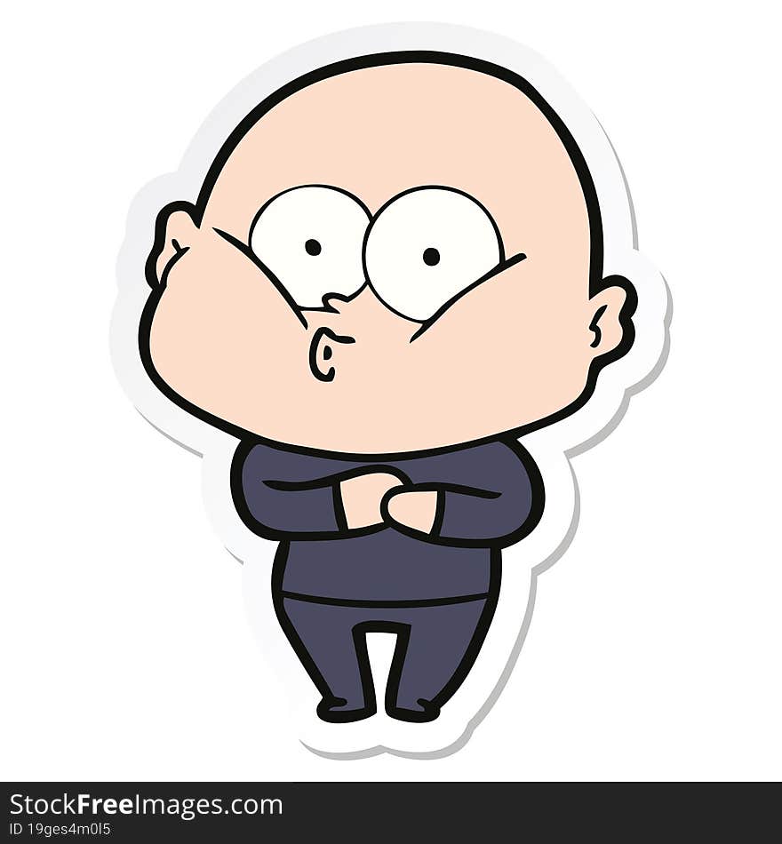 sticker of a cartoon bald man staring