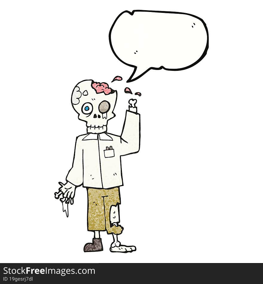 Speech Bubble Textured Cartoon Zombie