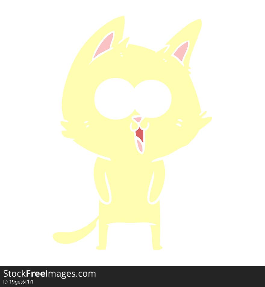 funny flat color style cartoon cat