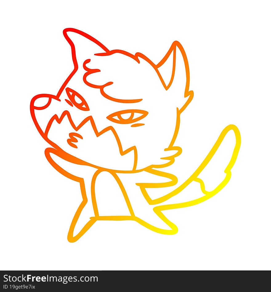 warm gradient line drawing clever cartoon fox