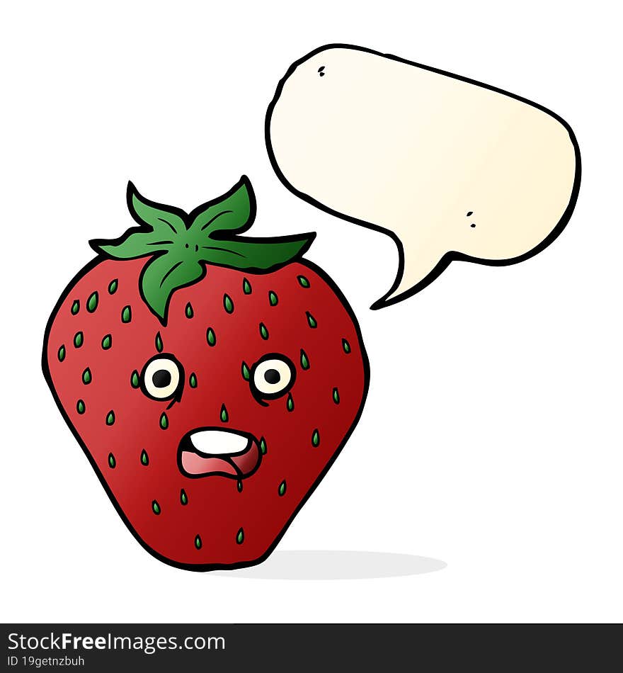 cartoon strawberry with speech bubble