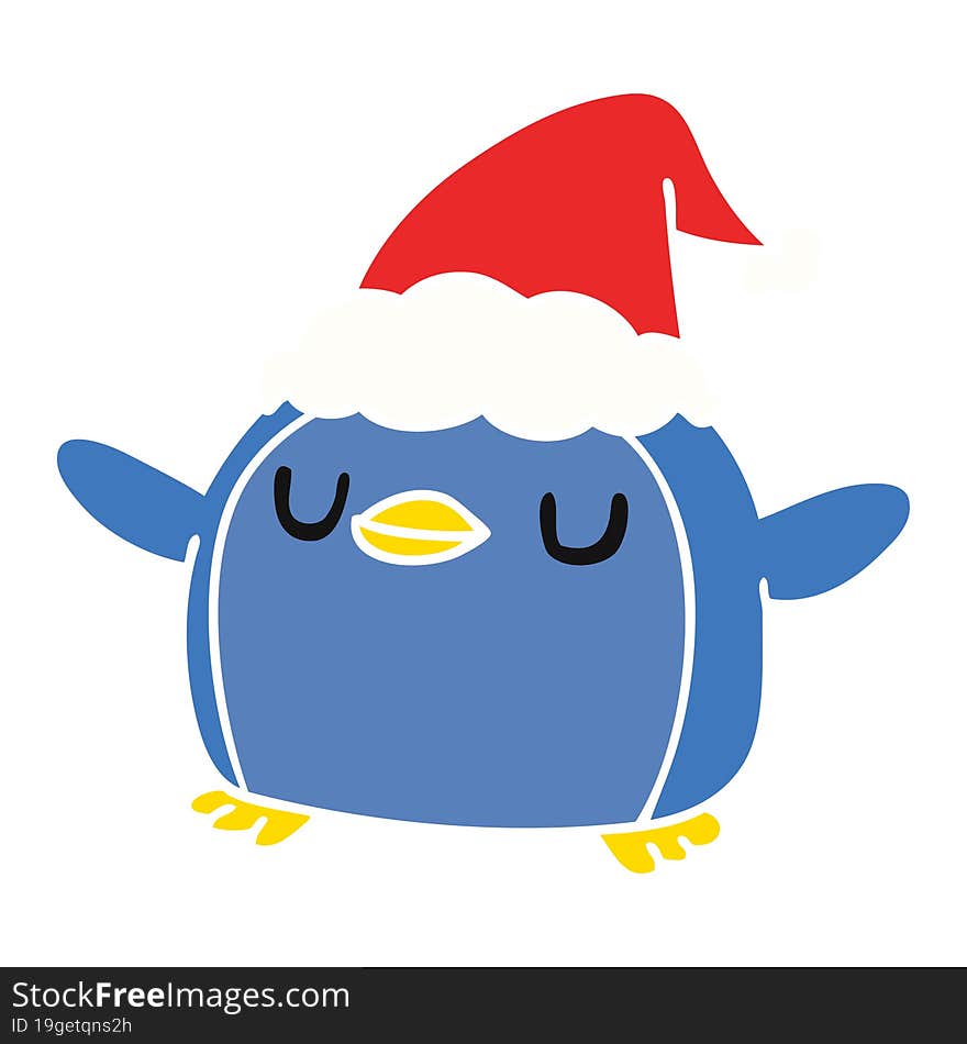 hand drawn christmas cartoon of kawaii penguin