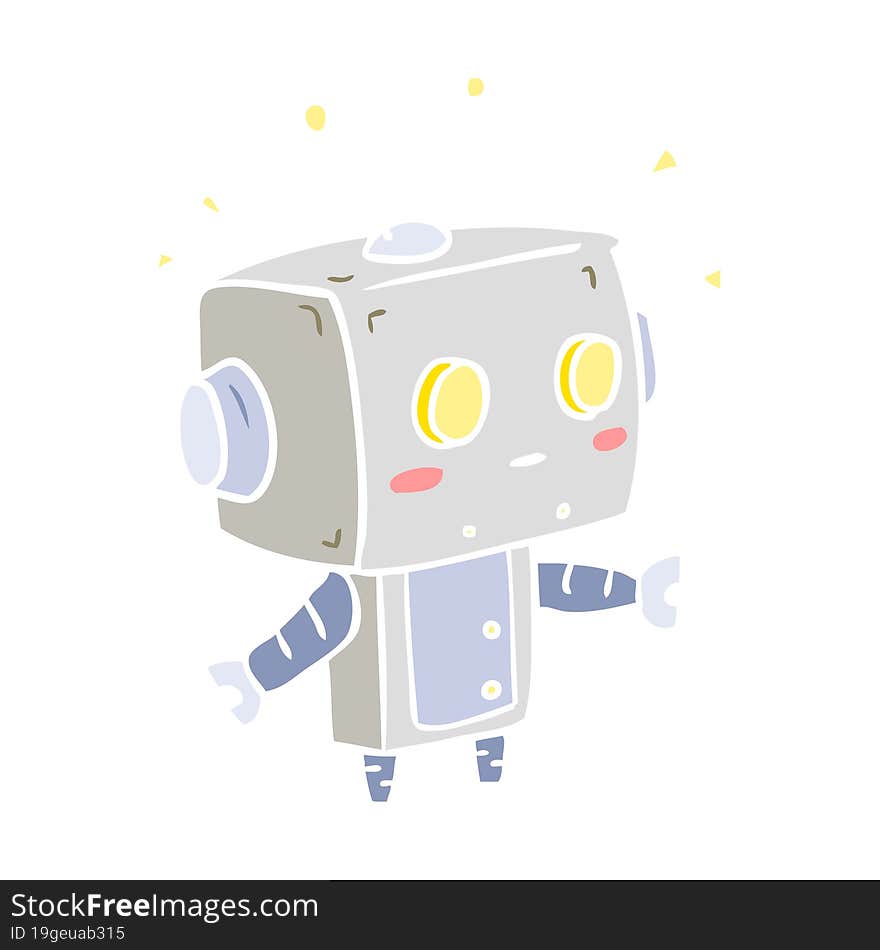 cute flat color style cartoon surprised robot