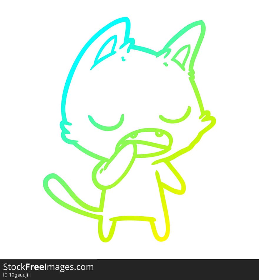 cold gradient line drawing talking cat cartoon