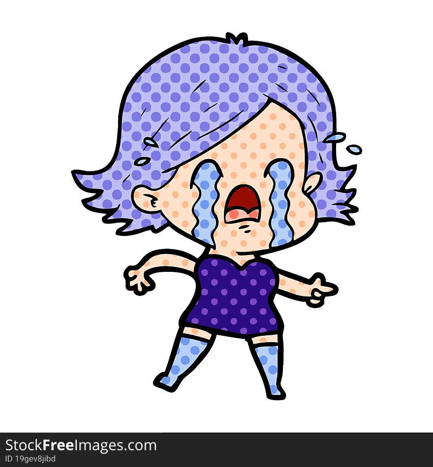 cartoon woman crying. cartoon woman crying