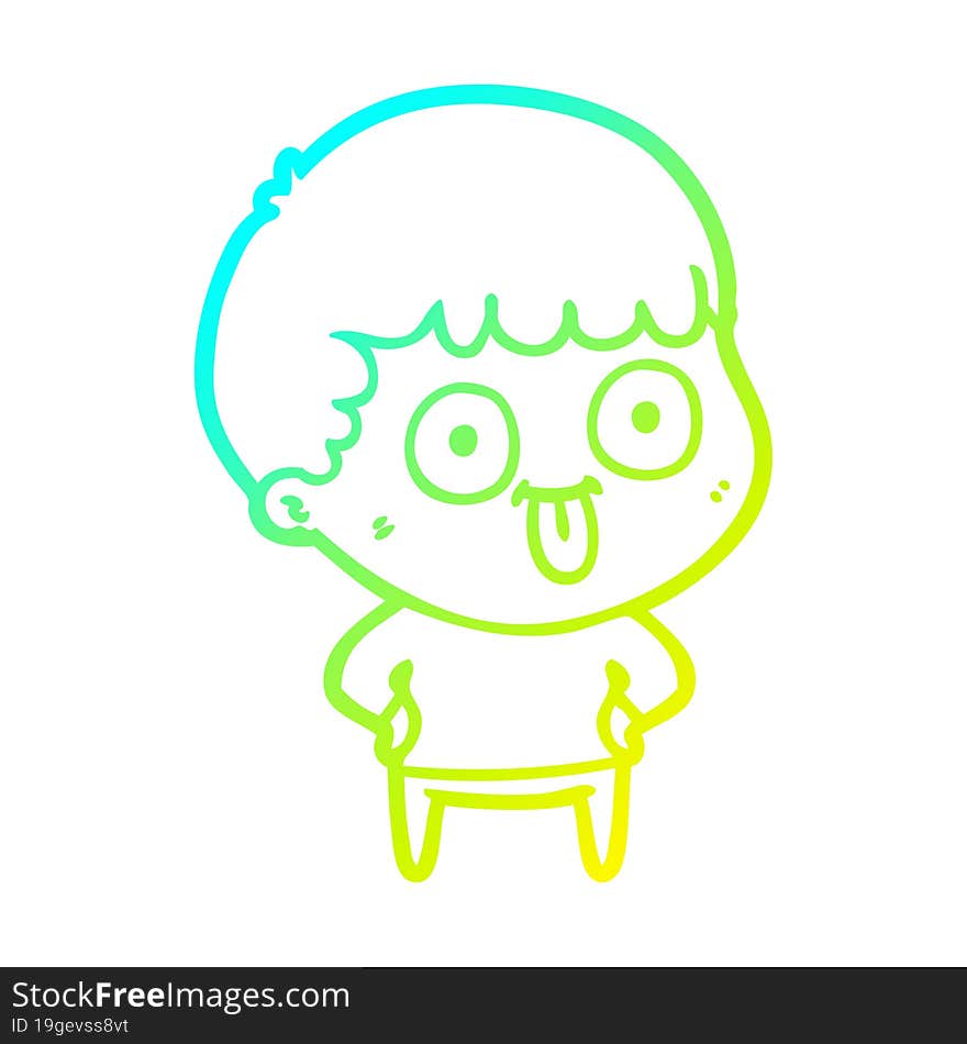 cold gradient line drawing cartoon dumb kid