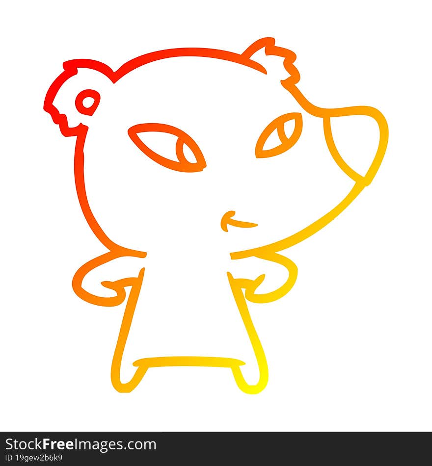 warm gradient line drawing cute cartoon bear