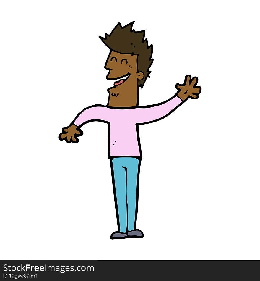 Cartoon Happy Man Waving