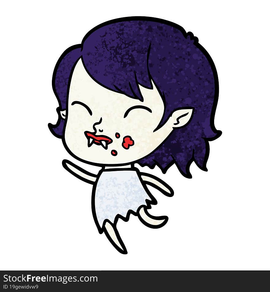 cartoon vampire girl with blood on cheek. cartoon vampire girl with blood on cheek