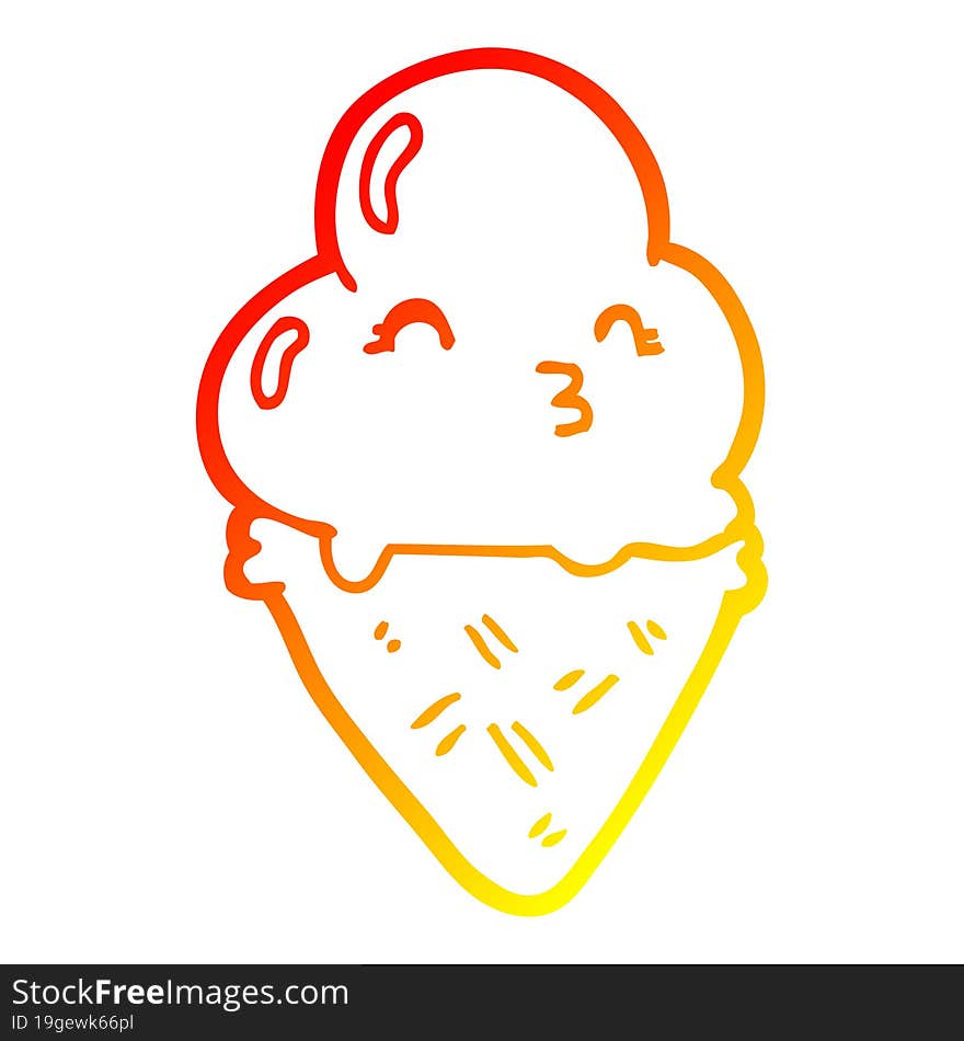 warm gradient line drawing cartoon ice cream