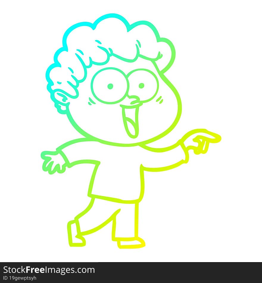 cold gradient line drawing cartoon happy man