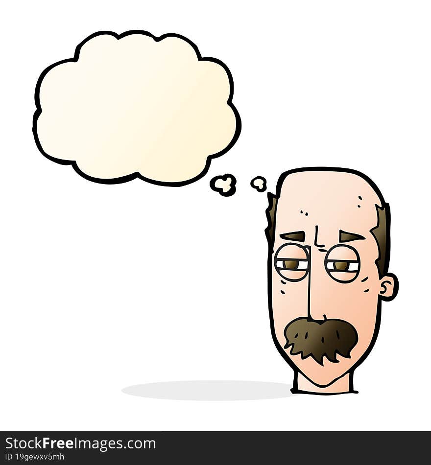 cartoon annoyed old man with thought bubble