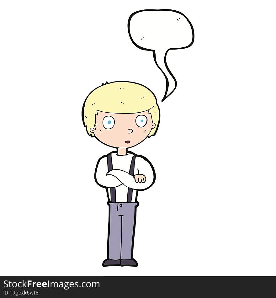 Cartoon Staring Boy With Speech Bubble