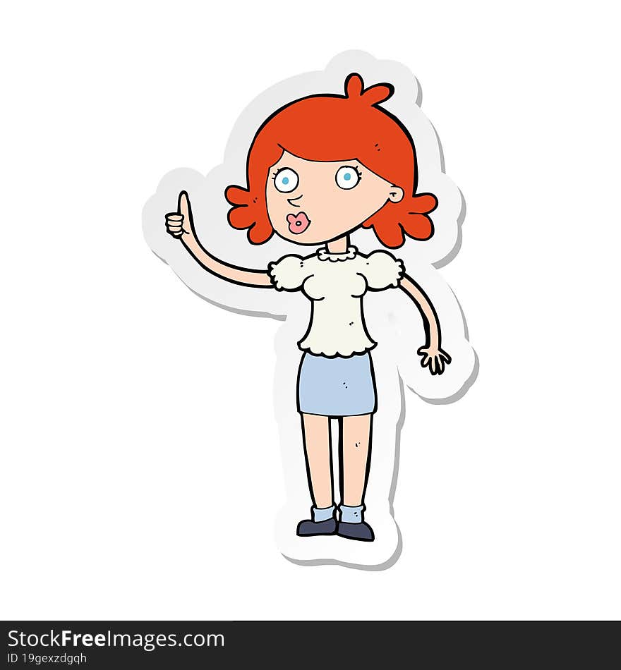 sticker of a cartoon woman with idea