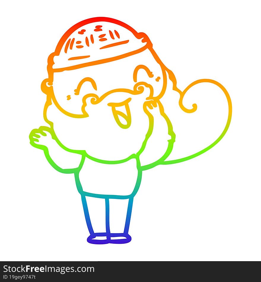 rainbow gradient line drawing happy bearded man