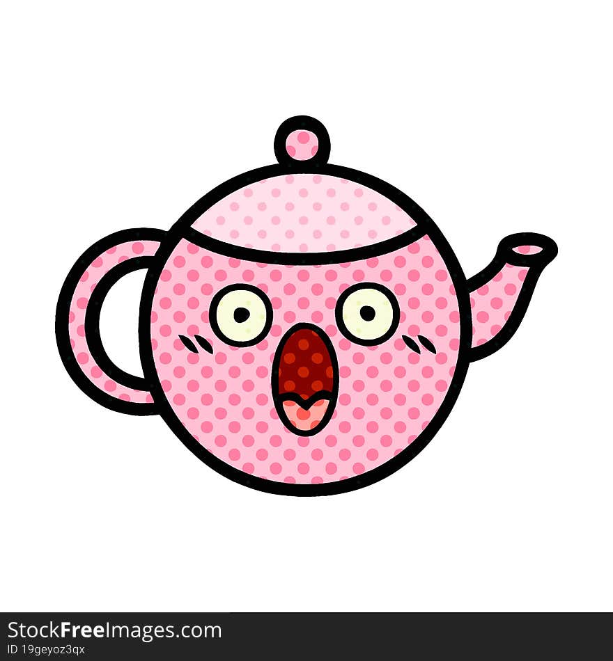 comic book style cartoon teapot