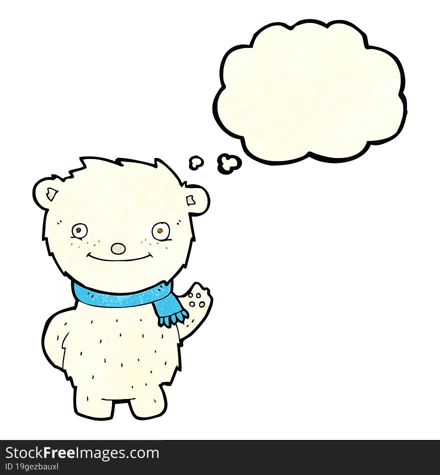 cartoon cute polar bear with thought bubble