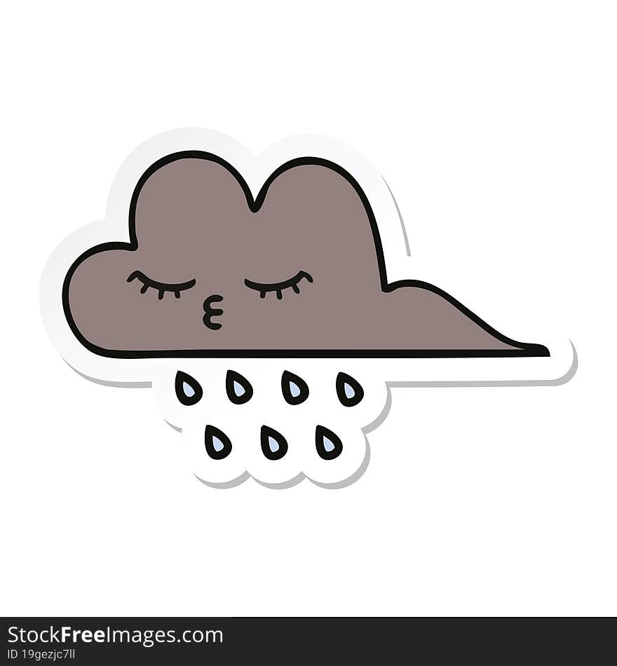 sticker of a cute cartoon storm rain cloud